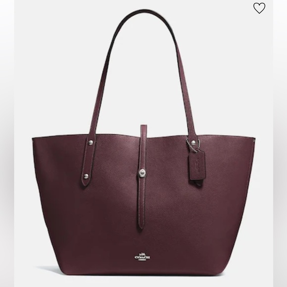 Coach Handbags - Coach Large Burgundy Market Tote Leather Turn Lock